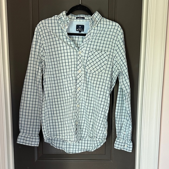 Ben Sherman Men's White and Blue Plaid Shirt - Picture 1 of 4